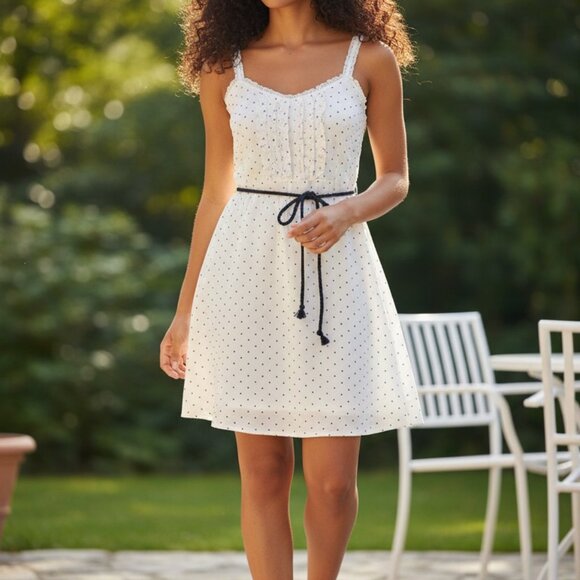 Zara Dresses & Skirts - (E-147)ZARA Trafaluc White Polka Dot Dress Women Size S‎ Sleeveless Summer Lined